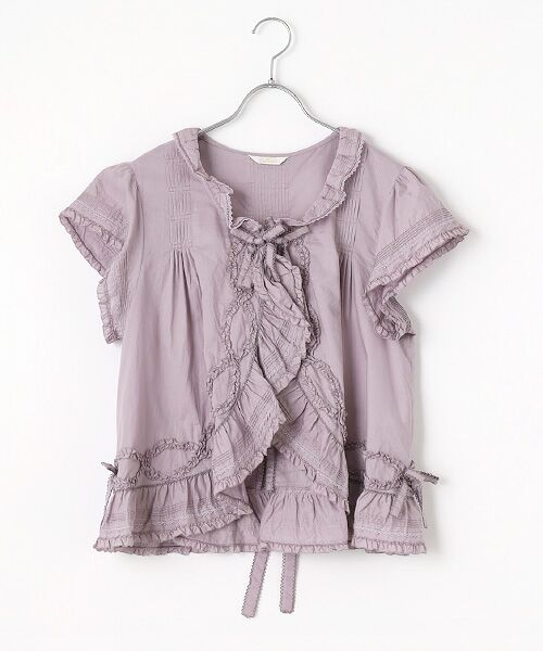 PINK HOUSE/ピンクハウス リボンモチーフ使いボレロ風ブラウス パープル F PINK HOUSE/ピンクハウス リボンモチーフ使いボレロ風ブラウス パープル F