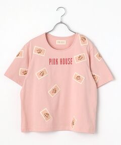 kotohayokozawa×PINK HOUSE MIX PRINT RAPHIC WAVE TOP