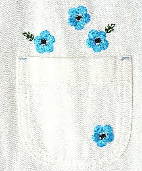 ネモフィラ刺繍入りデニムワンピース (ロング・マキシ丈 ネモフィラ刺繍入りデニムワンピース (ロング・マキシ丈