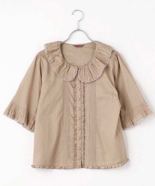 ★幻カラー 美品★BACCA ブラウス 長袖 ローズピンク ラッフル シャツ 118577088122_008.webp