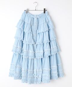 リボン使いローンスカート (ロング・マキシ丈スカート)|PINK リボン使いローンスカート (ロング・マキシ丈スカート)|PINK