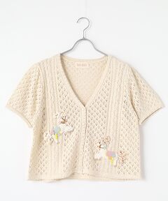 ピンクハウス　ボレロカーディガン セール】 雛菊とさくらんぼモチーフカーディガン （カーディガン