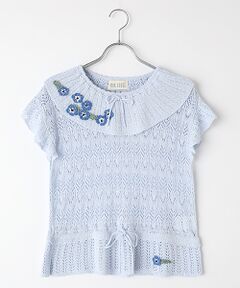 PINK HOUSE / ピンクハウス ベスト | ネモフィラモチーフ付きニットベスト