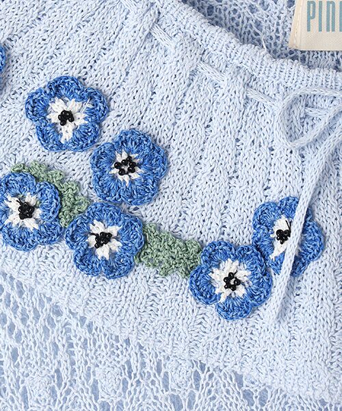 PINK HOUSE / ピンクハウス ベスト | ネモフィラモチーフ付きニットベスト | 詳細5