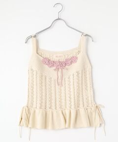 PINK HOUSE / ピンクハウス ベスト | フラワーモチーフ使いニットベスト