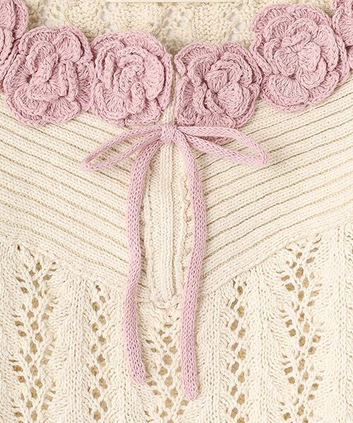 PINK HOUSE / ピンクハウス ベスト | フラワーモチーフ使いニットベスト | 詳細6