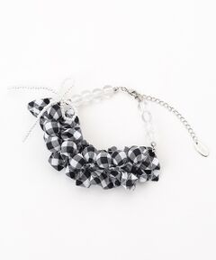 【OUTLET】natsumi osawa×PINK HOUSE  gingham check shibori flower bracelet