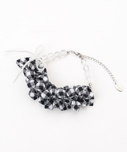 PINK HOUSE/sNnEX natsumi osawa×PINK HOUSE gingham check shibori flower bracelet NMK F