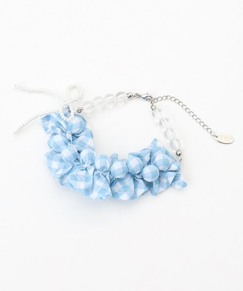 PINK HOUSE/sNnEX natsumi osawa×PINK HOUSE gingham check shibori flower bracelet ~YCMK F