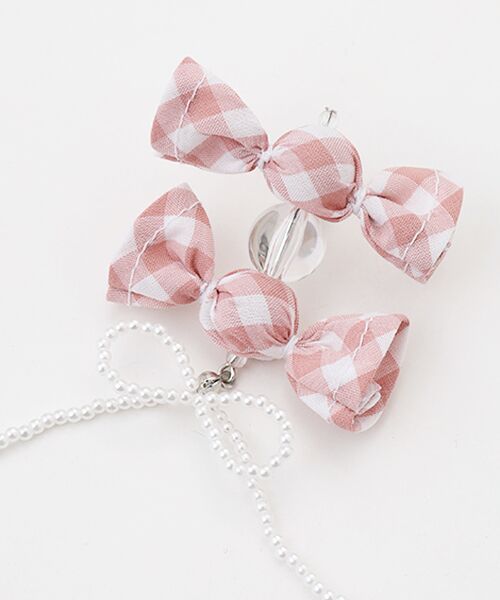 PINK HOUSE / ピンクハウス ピアス・イヤリング | 【OUTLET】natsumi osawa×PINK HOUSE  gingham check shibori flower earrings | 詳細2