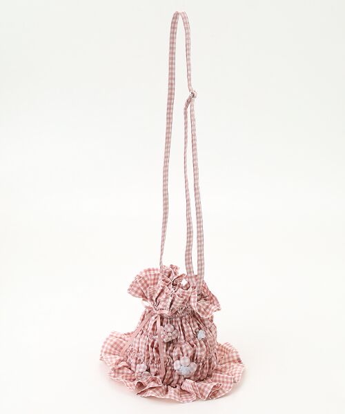 PINK HOUSE/sNnEX natsumi osawa×PINK HOUSE gingham check shibori flower bag sNMK F
