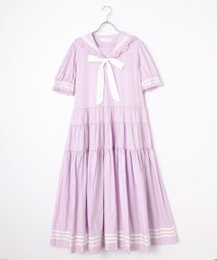 PINK HOUSE ピンクハウス 白詰草ウサギ七丈袖ロングワンピ