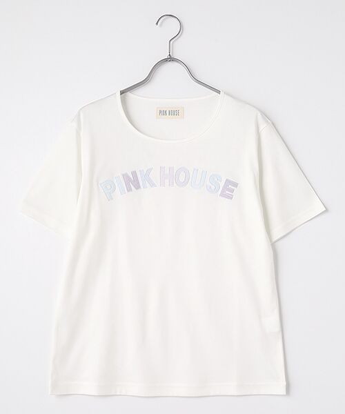 PINK HOUSE / ピンクハウス あじさいグラデーションロゴアップリケカットソー あじさいグラデーションロゴアップリケカットソー （カットソー