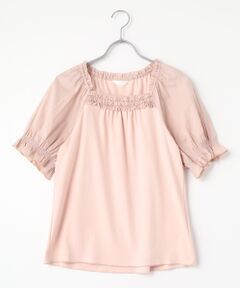 PINK HOUSE / ピンクハウス あじさいグラデーションロゴアップリケカットソー あじさいグラデーションロゴアップリケパーカー｜ピンクハウス