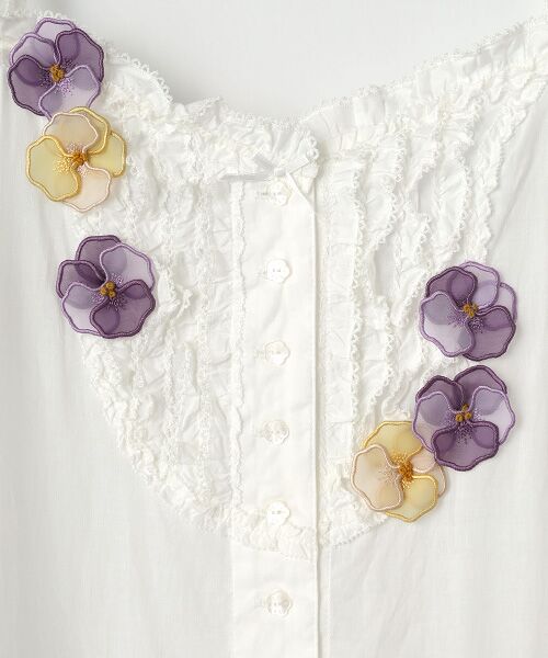 PINK HOUSE / ピンクハウス ロング・マキシ丈ワンピース | パンジーレース使いローンキャミソールワンピース | 詳細1