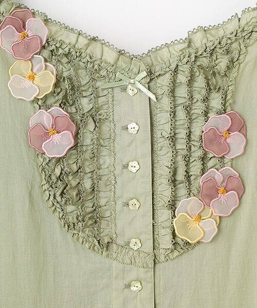 PINK HOUSE / ピンクハウス ロング・マキシ丈ワンピース | パンジーレース使いローンキャミソールワンピース | 詳細2