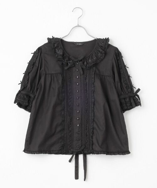 PINK HOUSE / ピンクハウス シャツ・ブラウス | ローンフリルブラウス（クロ）