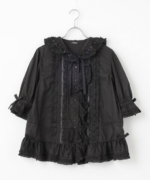 専用です！ピンクハウス半袖ブラウス 黒と白のチェック柄 フリル付き♡新品タグ付き ピンクハウス半袖ブラウス 黒と白のチェック柄 フリル付き♡新品