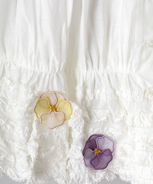 PINK HOUSE / ピンクハウス ロング・マキシ丈スカート | パンジーレース使いローンスカート | 詳細2