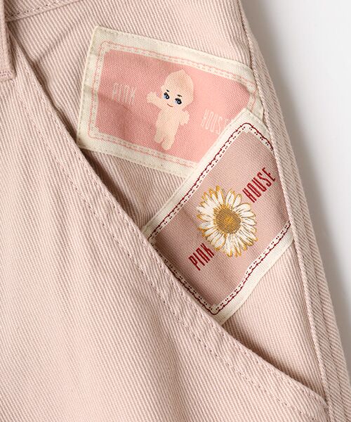 2024 PINK HOUSE ネームワッペン使いスカート　ロゴタグ Kロゴ＆ネームワッペン使い長袖Tシャツ｜ピンクハウス