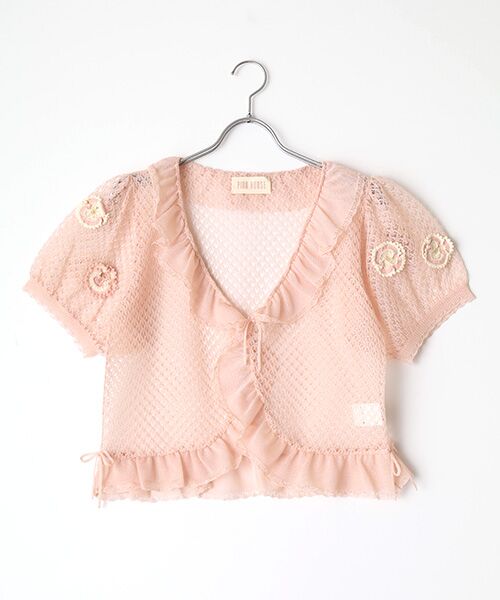 PINK HOUSE/ピンクハウス パンジーレース使いニットボレロ ピンク F PINK HOUSE/ピンクハウス パンジーレース使いニットボレロ ピンク F
