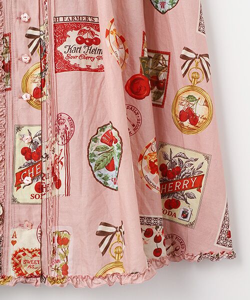 〜7月31日出品⭐ピンクハウス グリーン系 ミディワンピース チューリップうさぎプリントミディワンピース｜ピンクハウス