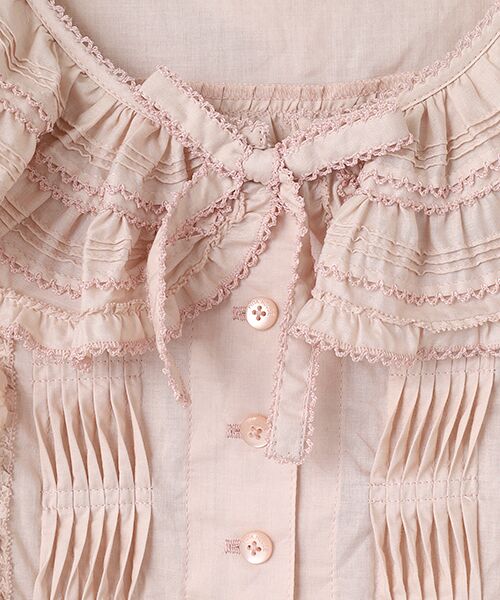 PINK HOUSE - ピンクハウス　ローン　ピコフリル長袖ブラウス　白 ローンフリルブラウス｜ピンクハウスオフィシャルオンライン