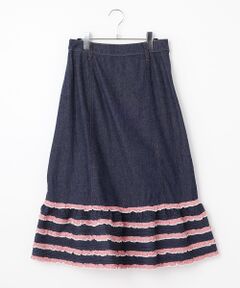 PINKHOUSE　紫と白のギンガムチェックスカート ギンガムチェックパッチワークスカート （ロング・マキシ丈