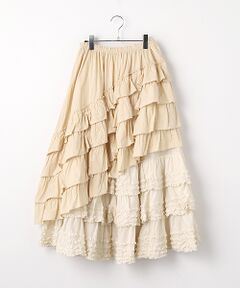 PINK HOUSE / ピンクハウス ロング・マキシ丈スカート | ローンフリル使いダンガリースカート