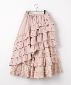 PINK HOUSE / ピンクハウス ロング・マキシ丈スカート | ローンフリル使いダンガリースカート