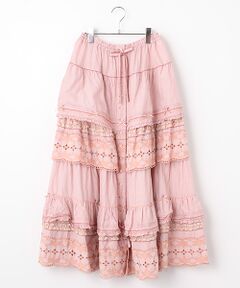 PINK HOUSE / ピンクハウス ロング・マキシ丈スカート | チェリーレース使いギンガムスカート