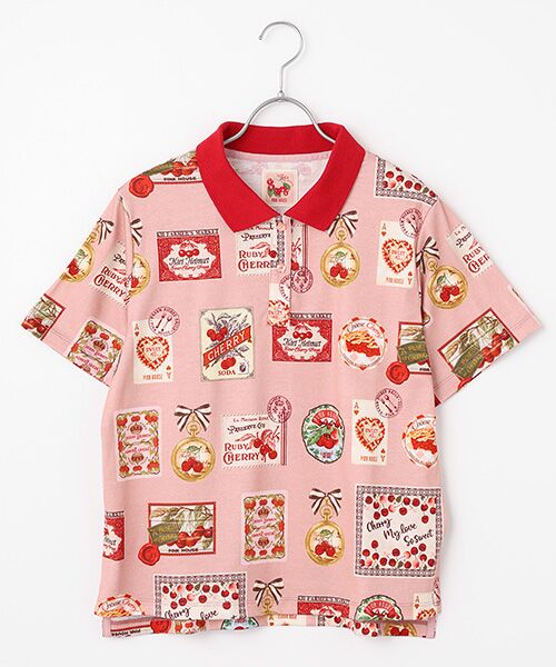 ピンクハウスのチェリー刺繍入りTシャツ＆ソックス♡未使用 チェリー総柄プリントポロシャツ （ポロシャツ）｜PINK HOUSE