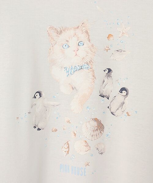 PINK HOUSE / ピンクハウス カットソー | さざ波とねこプリントカットソー | 詳細2