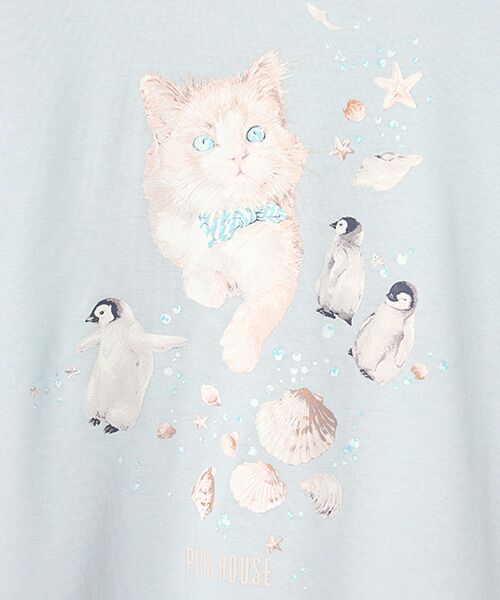 PINK HOUSE / ピンクハウス カットソー | さざ波とねこプリントカットソー | 詳細7