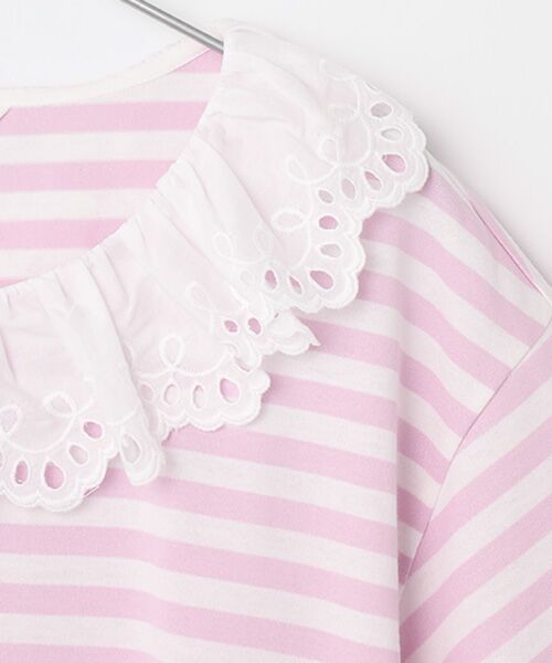 PINK HOUSE カラミレース調ボーダー使いカットソー コットンレース使いボーダーカットソー (カットソー)|PINK