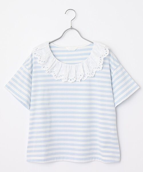 PINK HOUSE カラミレース調ボーダー使いカットソー ピンクハウス PINK HOUSE カラミレース調ボーダー使いカットソー