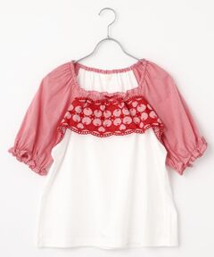 kotohayokozawa×PINK HOUSE MIX PRINT RAPHIC WAVE TOP