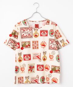 kotohayokozawa×PINK HOUSE MIX PRINT RAPHIC WAVE TOP