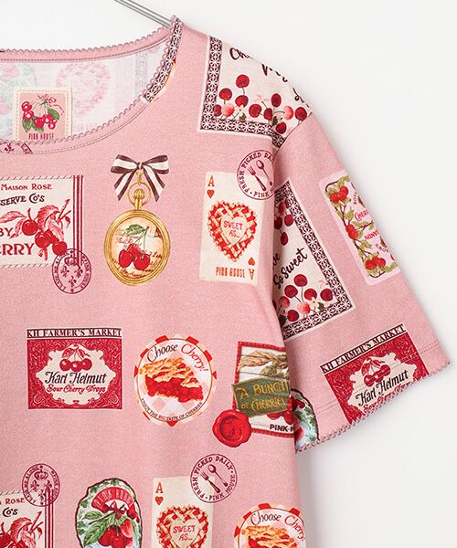 ピンクハウスのチェリープリントブラウス チェリー総柄プリントカットソー｜ピンクハウスオフィシャル