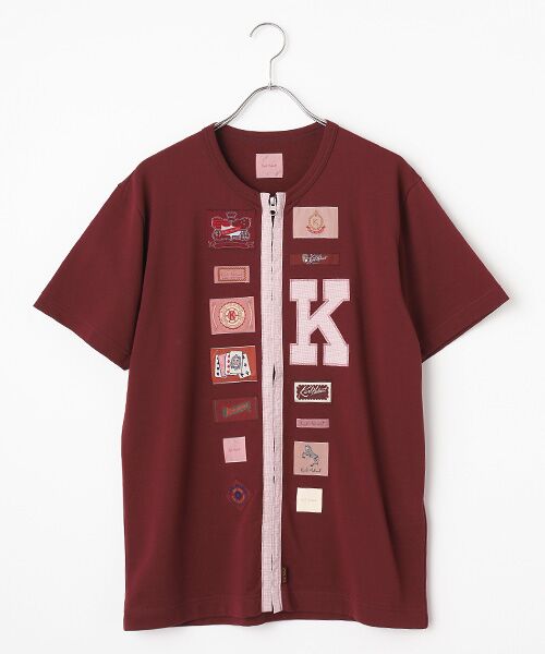 PINK HOUSE / ピンクハウス カーディガン・ボレロ | ネームワッペンいっぱいジップアップカーディガン（バーガンディ）