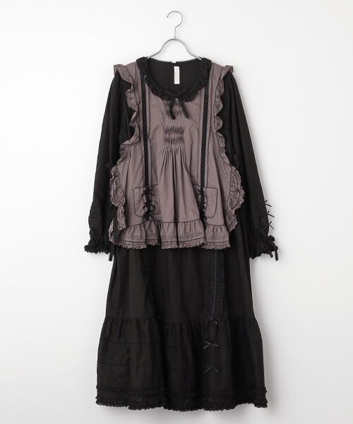 PINK HOUSE/ピンクハウス タブリエ付きワンピース クロ F PINK HOUSE/ピンクハウス タブリエ付きワンピース クロ F