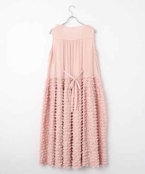 フロッキードットチュールフリル使いローンワンピース （ロング