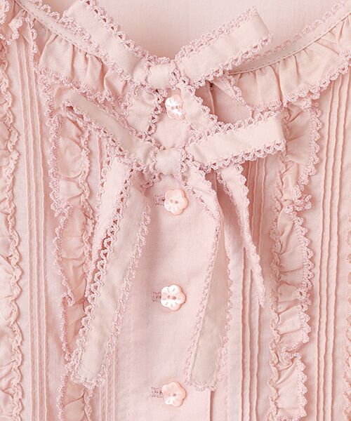 ピンクハウス 白 ピンタック ピコフリル 綿ローンチュニックワンピース PINK HOUSE（ピンクハウス）の「ローンフリルワンピース