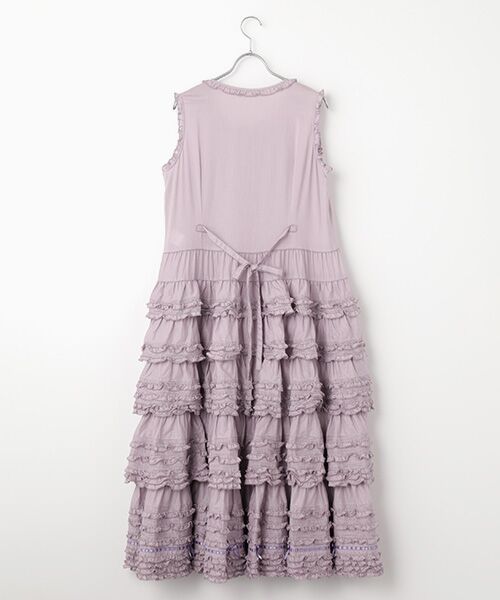 ピンクハウス ワンピース マキシ丈 ウエストベルト ピンクベージュ サッシュベルト付きローンフリルワンピース (ロング・マキシ丈