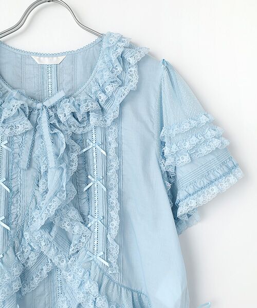 【新品】PINKHOUSE チェニック　ブラウス　刺繍　ピコフリル　レース　花柄 チェリー刺繍使いローンブラウス｜ピンクハウスオフィシャル