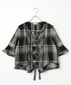 ⭐美品⭐ピンクハウス（M）リボンジャケット/チェック/グレー PINK HOUSE / ピンクハウス （レディース） | ファッション通販