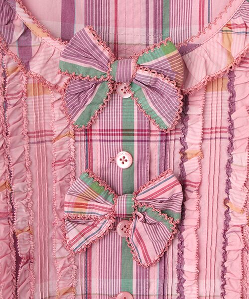 PINK HOUSE ピンクハウス　チェック　フリル　チュニック　ブラウス PINK HOUSE ピンクハウス チェック フリル チュニック ブラウス