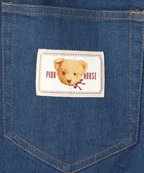 PINK HOUSE カラーデニム カバーオール エプロン クマ ハート 刺繍 PINK HOUSE カラーデニム カバーオール エプロン クマ ハート