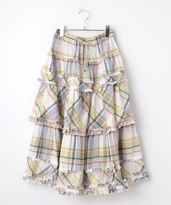 美品☆ピンクハウス☆赤と白のチェック フリルロングスカート&ブラウスセット ピンクハウス☆赤と白のチェック フリルロングスカート&ブラウス