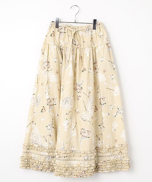 PINK HOUSE / ピンクハウス ロング・マキシ丈スカート | パラソルプリントスカート（ミルクティ）